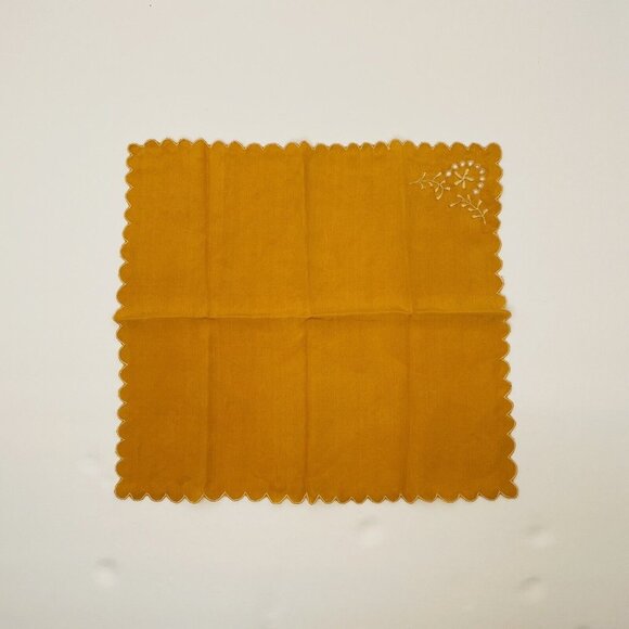 Vintage Silk Embroidered Handkerchief Orange Flower Motif Scalopped Edge Germany - Picture 16 of 16